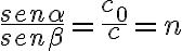 \frac{sen\alpha} {sen\beta} =\frac{ c_0} {c} = n