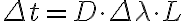 \Delta t = D \cdot \Delta \lambda \cdot L