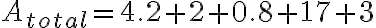 A_{total} = 4.2 + 2 + 0.8 + 17 + 3